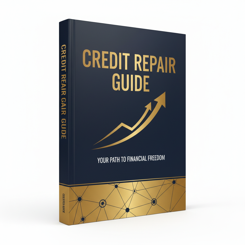 Credit Repair Guide product cover with rising credit score graph